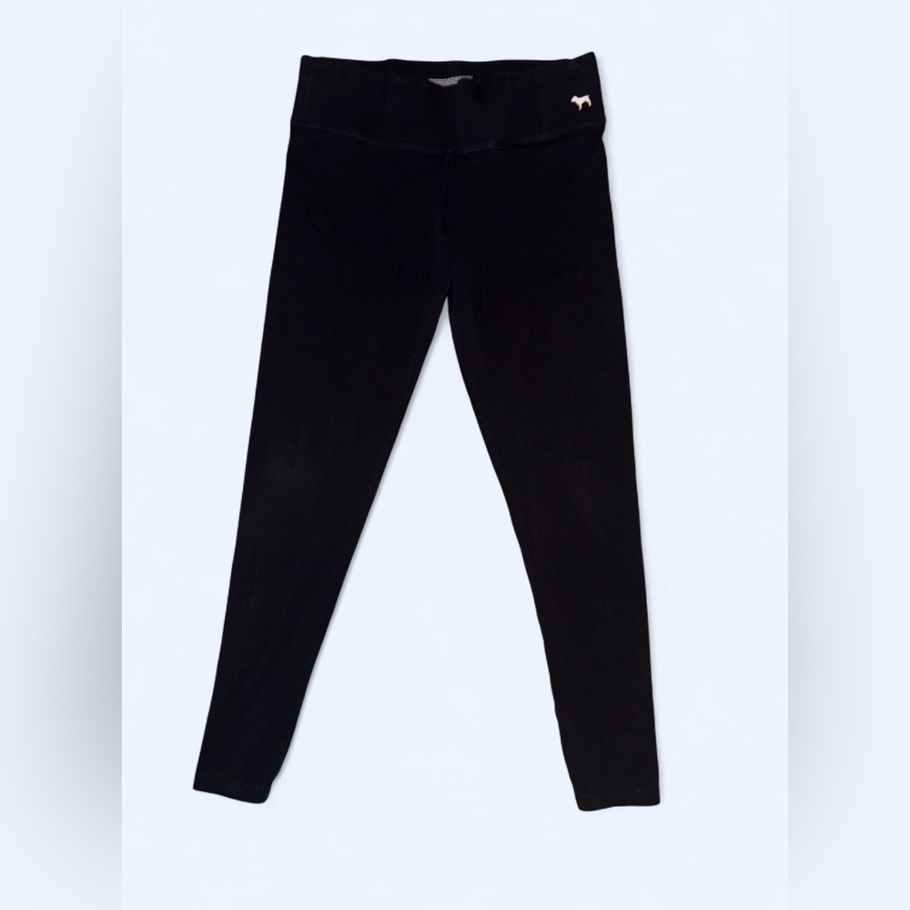 PINK Victoria’s Secret Yoga Logo Black Leggings Size M High Waist